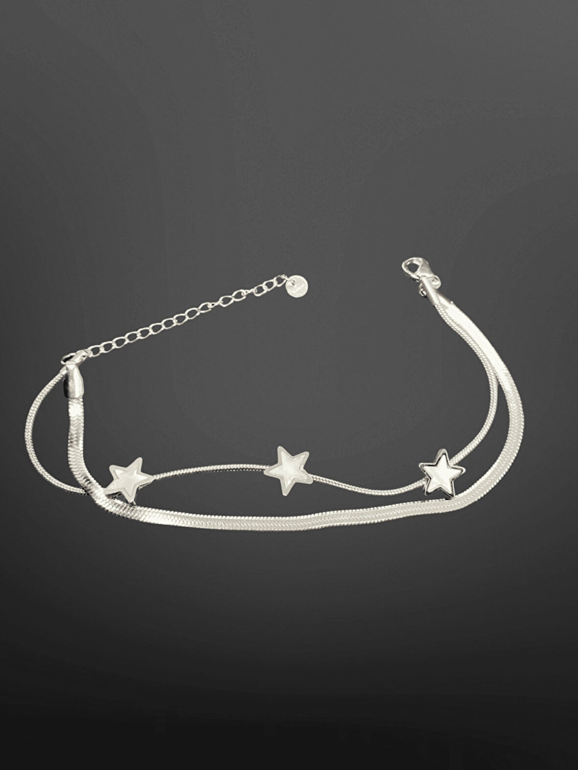 Gümüş Renk Yıldız Detaylı Çift Sıralı Model 316L Şık Trend Çelik Zarif Bileklik | Minimalist ve Şık