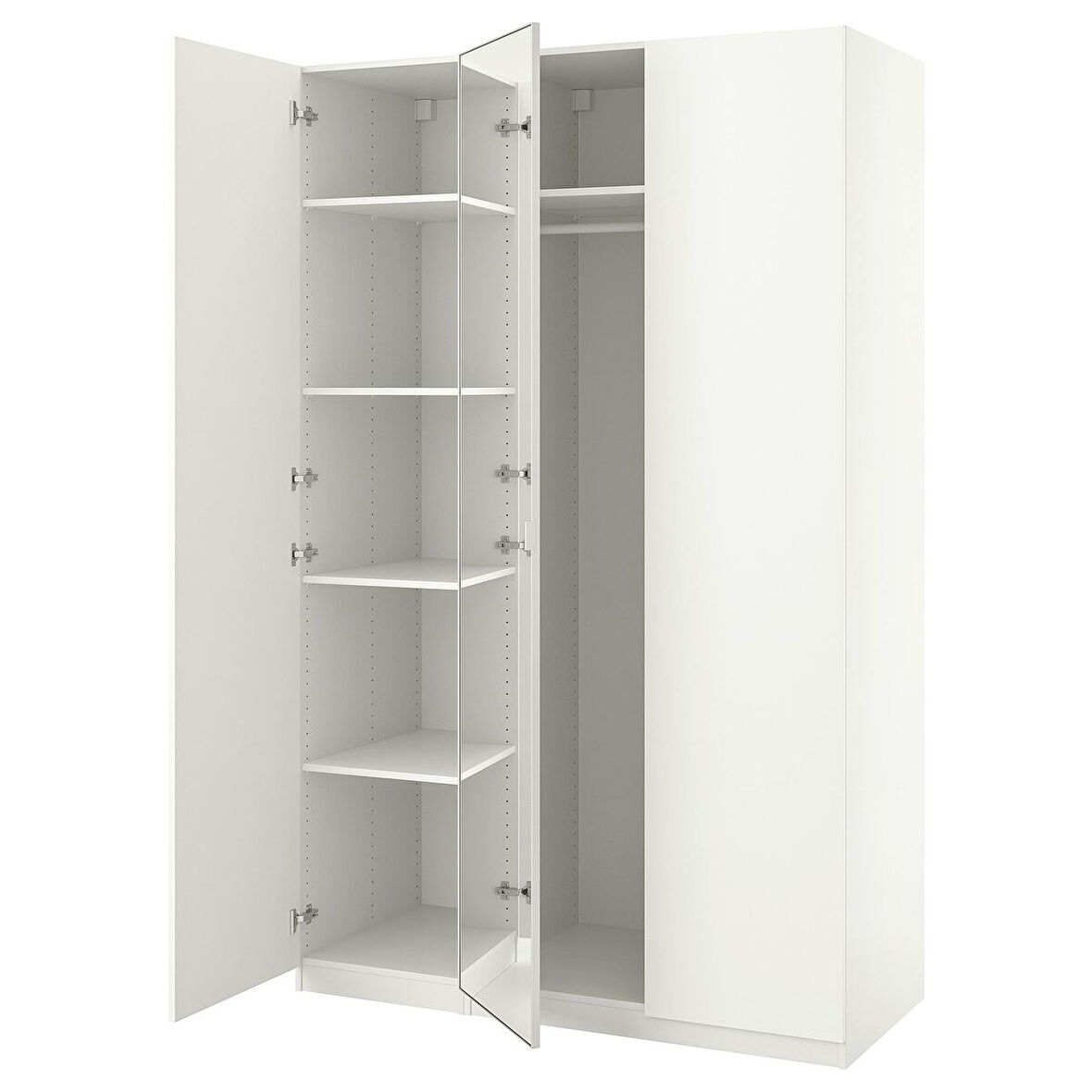 PAX gardırop, beyaz-aynalı cam, 150x60x236 cm