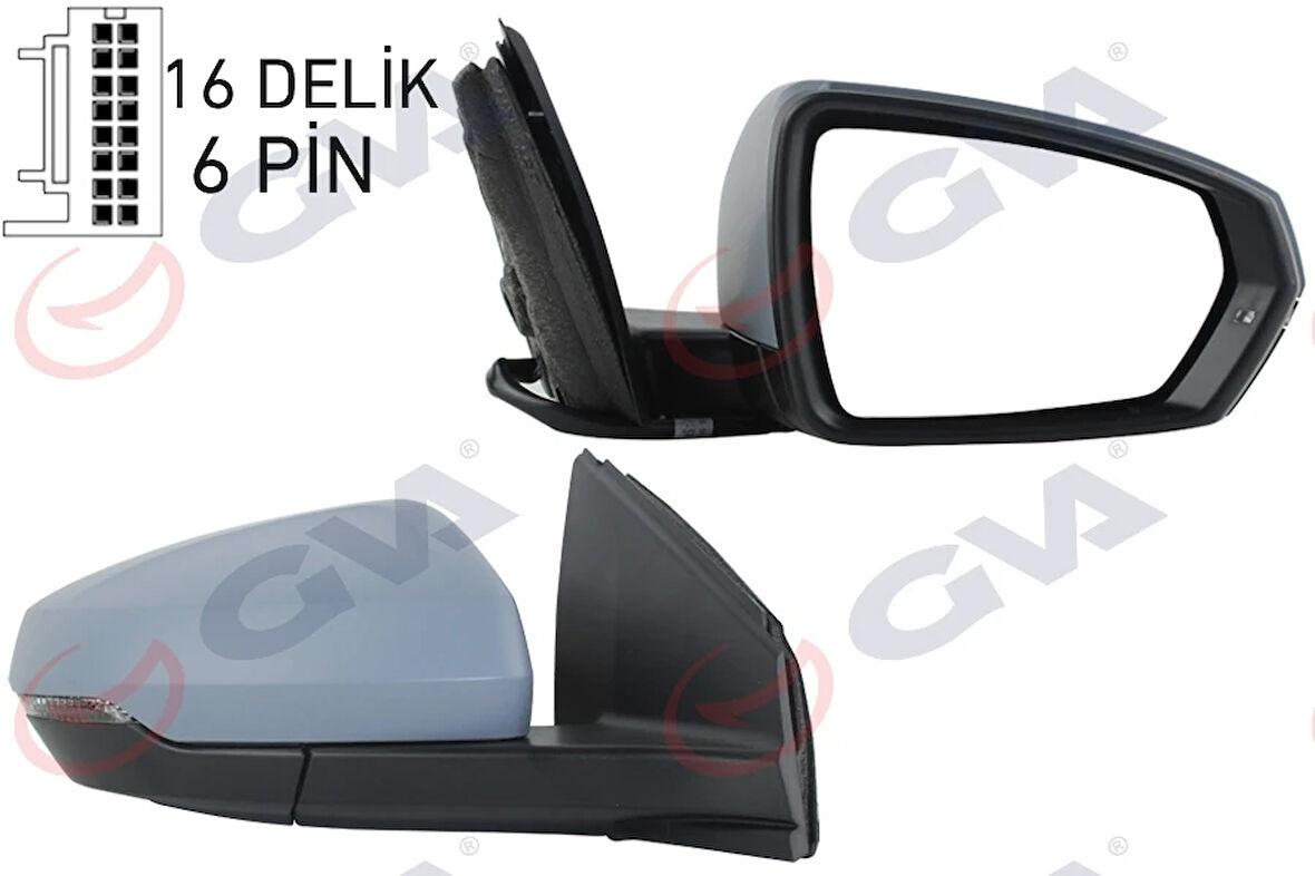 DIŞ DİKİZ AYNASI SAĞ VW POLO 2017 ELEKTRİKLİ ISITMALI SİNYALLİ ASTARLI KONVEKS VM-6390EHPR 2G1857508E 2G0857538A