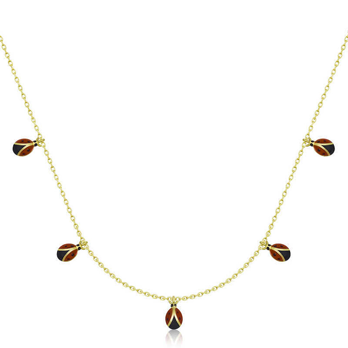 Gümüş Gold Uğur Böceği Şans Kadın Kolye