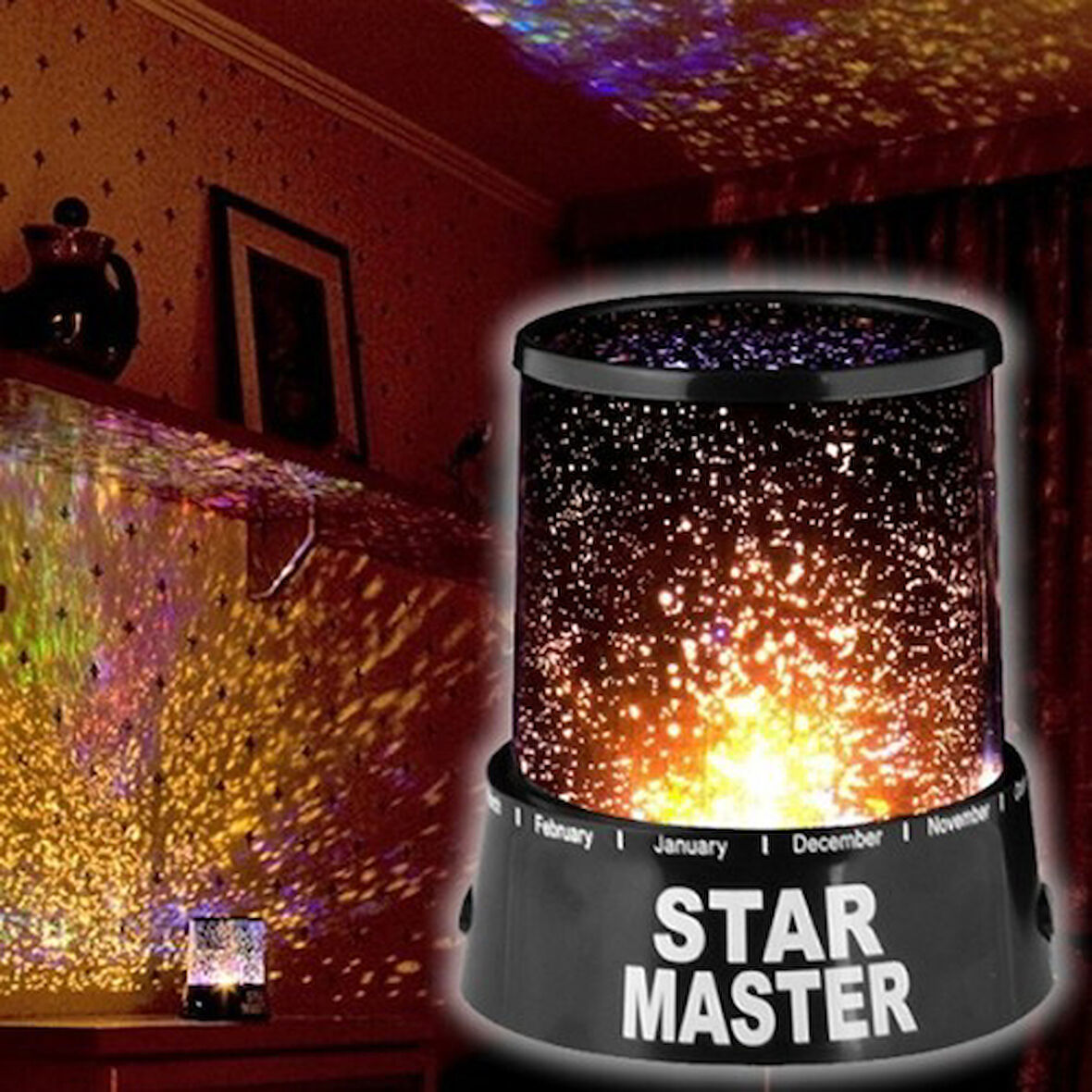 Duvara Işık Yıldız Yansıtan Star Master Gece Lambası