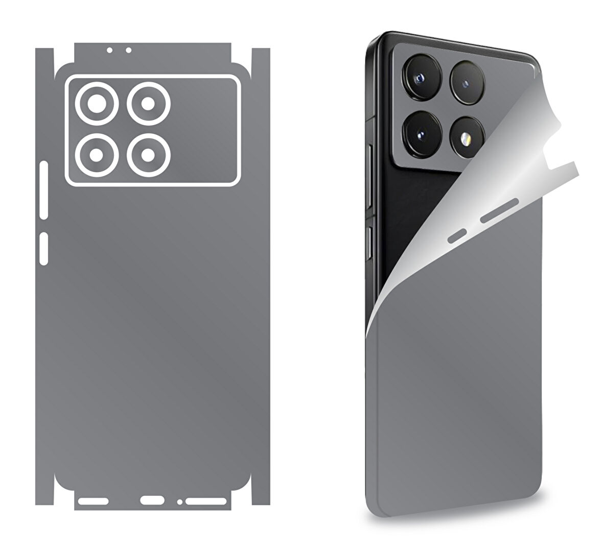 Xiaomi Poco F6 Pro için uyumlu 360 full arka kaplama koruma sticker - GRİ