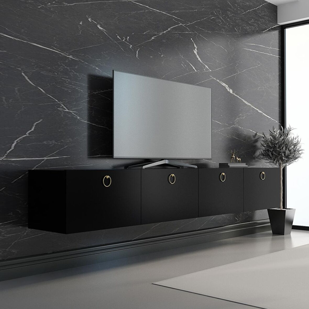 MOBİLYA GEZEGENİ HAMPER TV ÜNİTESİ SİYAH 180 CM