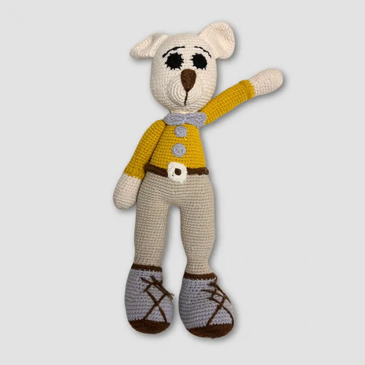 Uretti - Ahmet 3816 - Amigurumi  Örgü Oyuncak  Köpek 32 Cm - Beyaz