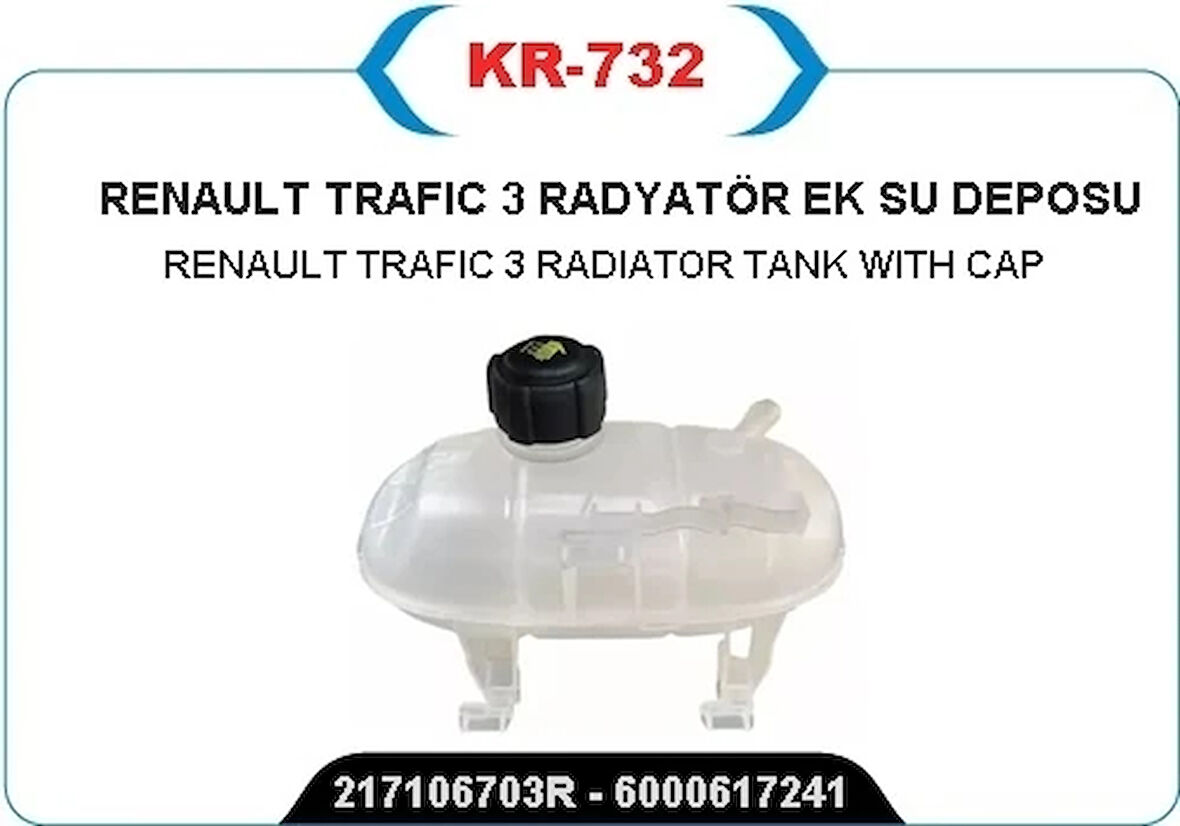 YEDEK SU DEPOSU GENLEŞME KAVANOZU OPEL VIVARO B 2014 RENAULT TRAFIC 3 2014 OPEL VIVARO B 14<19 1. 6DCI R9M KAPAKLI 95517213 217106703R 217101893R