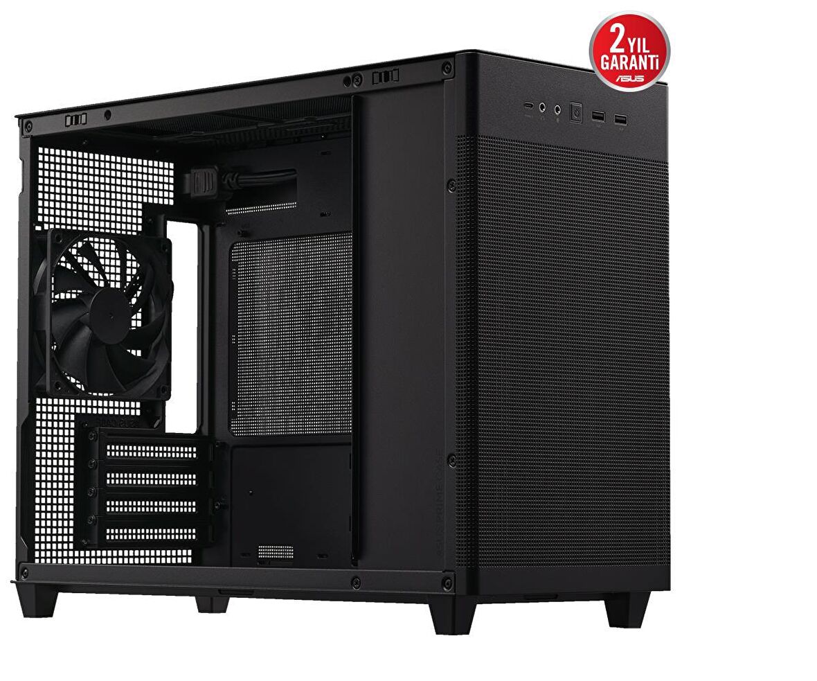 ASUS PRIME AP201 MESH MICRO ATX TEMPERLİ CAM ALET GEREKTİRMEYEN YAN PANELLER VE TOZ FİLTRELİ IZGARAYA SAHİP 360 MM SOĞUTUCU 338 MM UZUNLUĞA KADAR EKRAN KARTI VE STANDART ATX PSU DESTEKLİ 33 LİTRE HACİMLİ MICRO ATX KASA