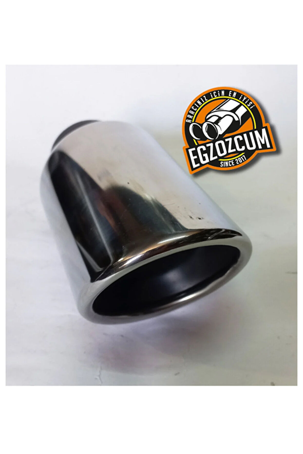 90 mm. Yuvarlak krom içi dolu  önü kesik tekli egzoz eksoz ucu