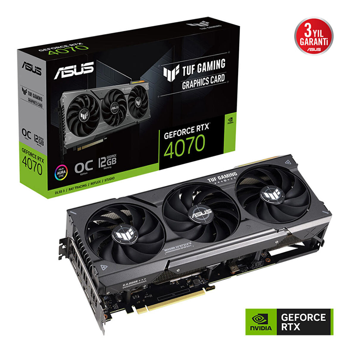 12 GB ASUS GEFORCE TUF-RTX4070-O12G-GAMING GDDR6X 192bit OC 1xHDMI 3xDP