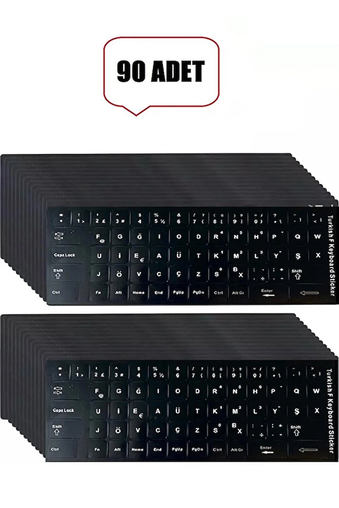 90 Adet Türkçe F Klavye Etiketi Laptop Pc Sticker Kaliteli PvcKeyboard Sticker PVC Harf Çıkartmaları