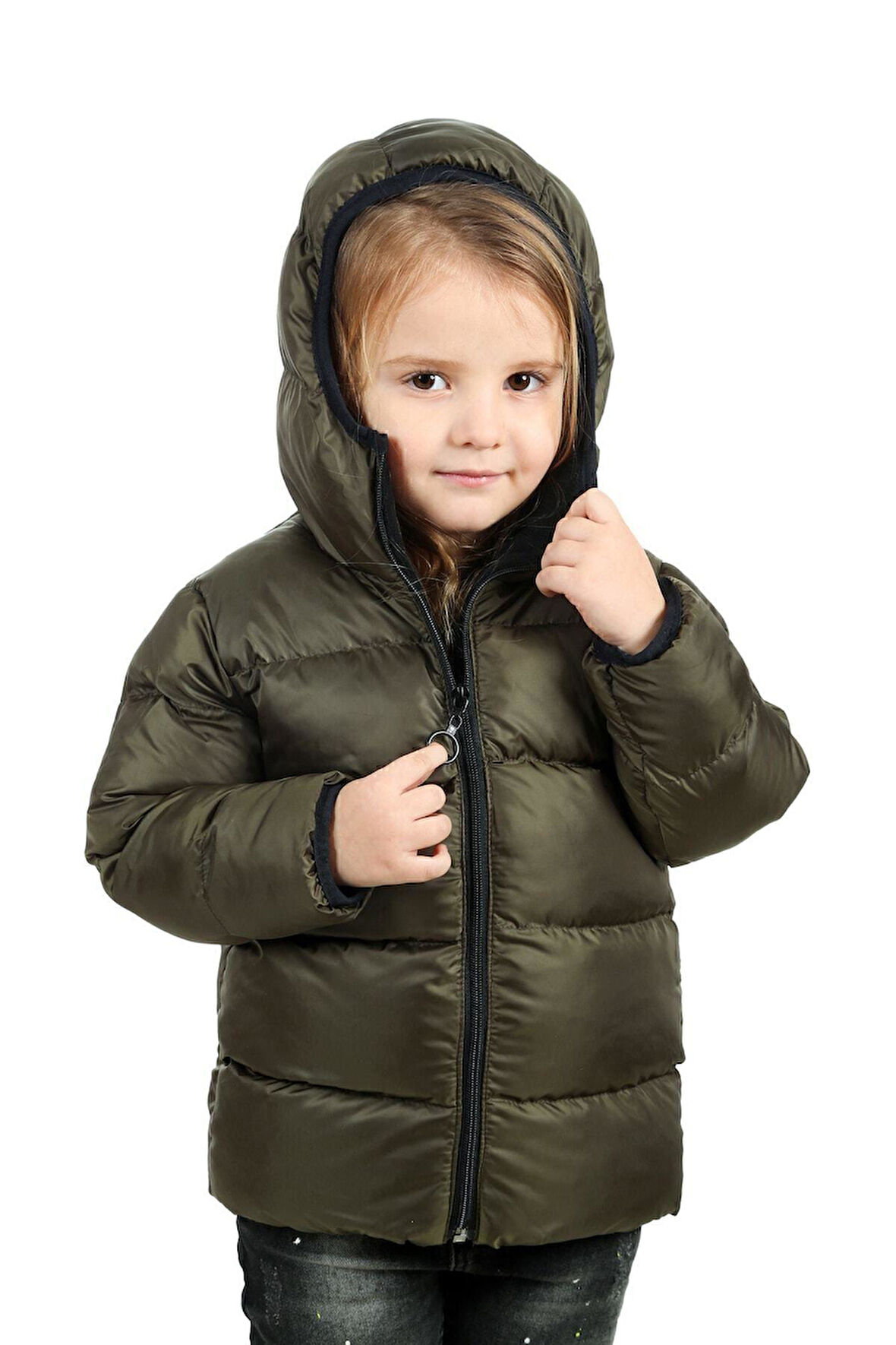 Spor Kız ÇocukPolarlı Kürklü Kapüşonlu Su Geçirmez Rüzgara Dayanıklı Şişme Mont