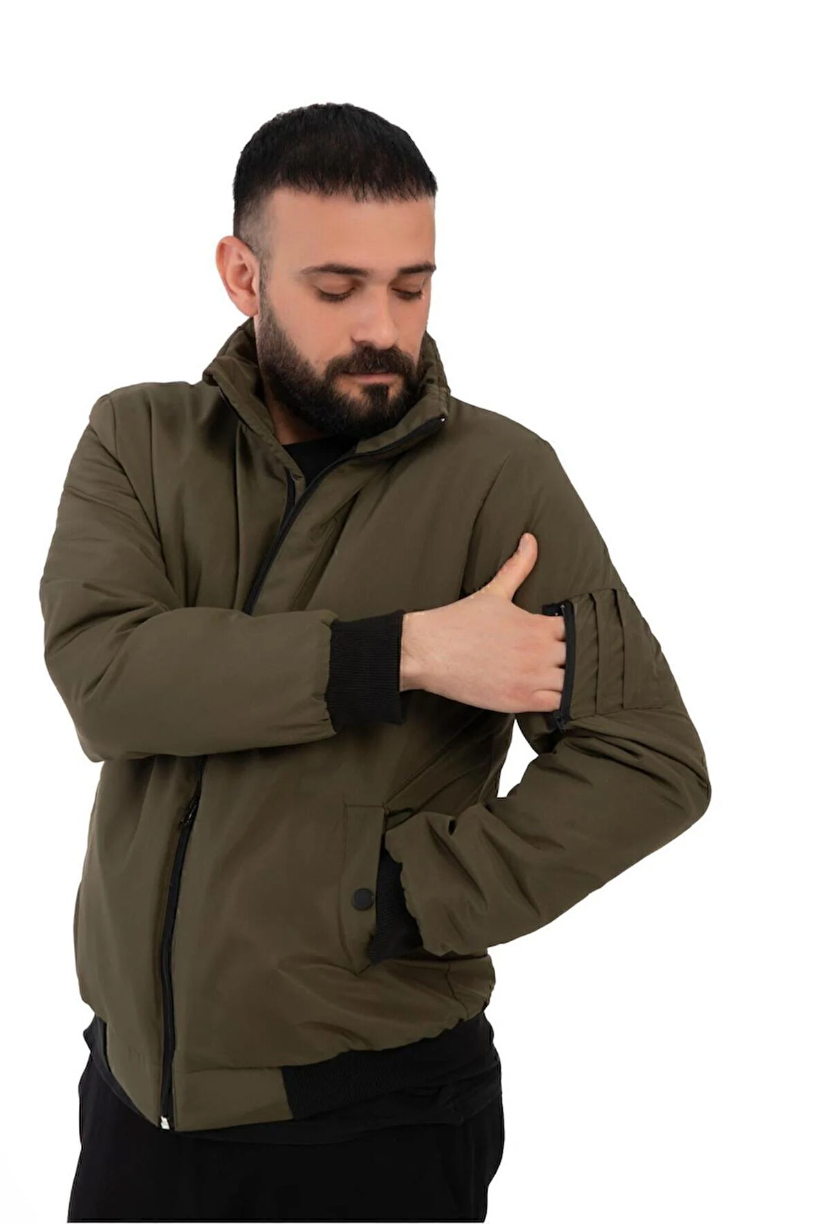 Spor ErkekAstarlı Dik Yaka Mevsimlik Su Ve Rüzgar Geçirmez Mont