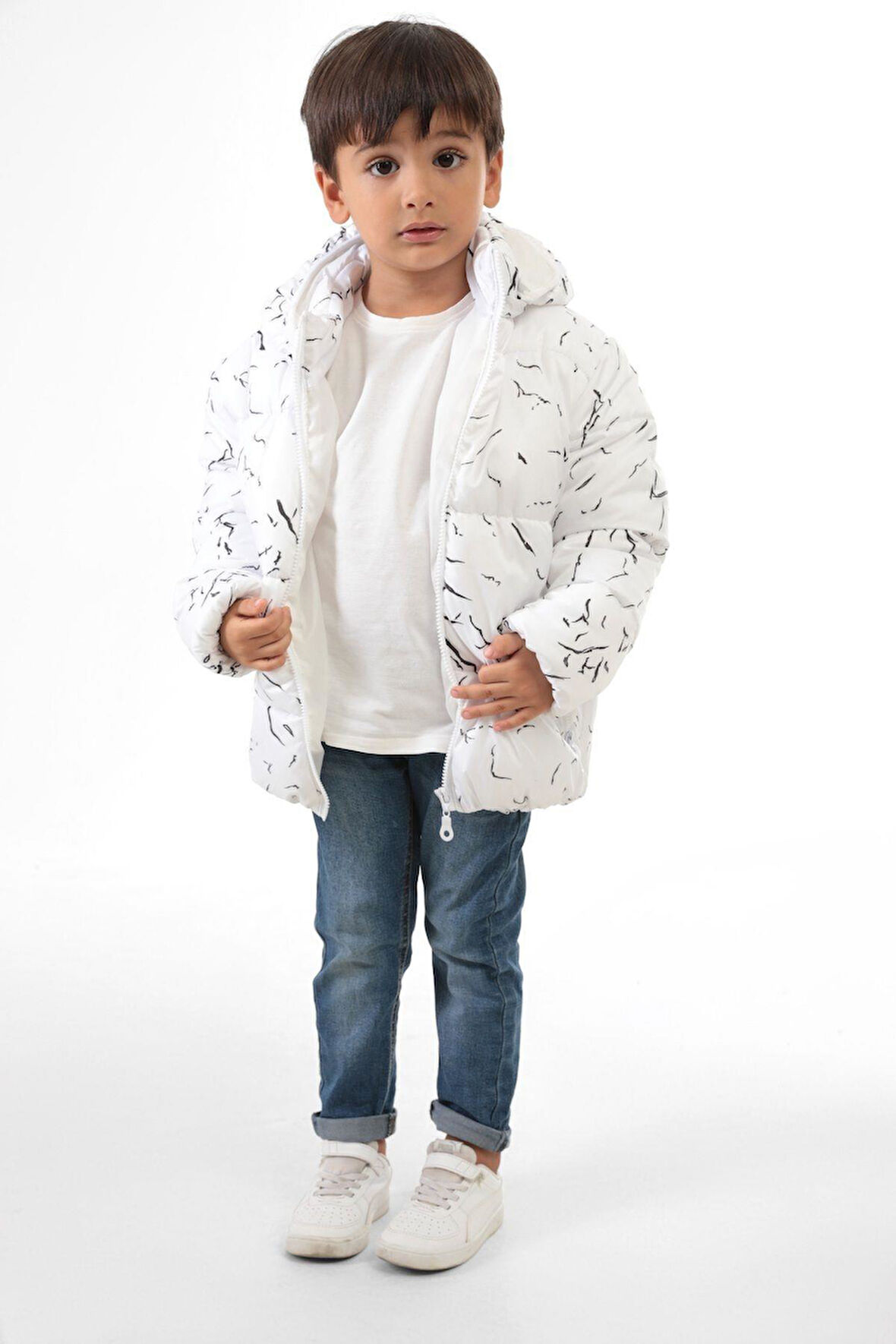 Spor Erkek Çocuk Çıkabilir Kapüşonlu Su Ve Rüzgar Geçirmez Şişme Mont Parka