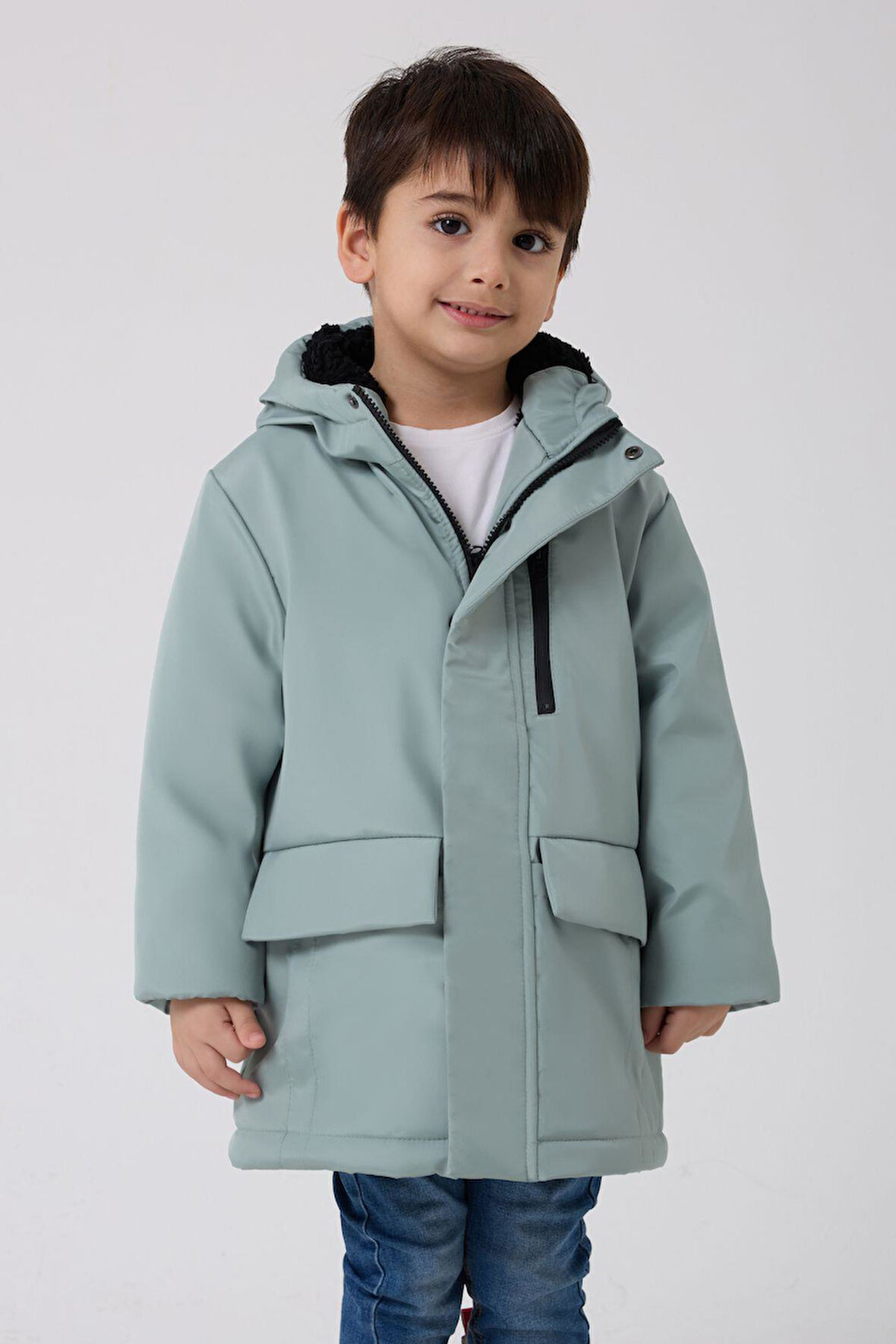 Spor Erkek Çocuk Taba Kürklü Su Ve Rüzgar Geçirmez Kapüşonlu 3 Mont Parka