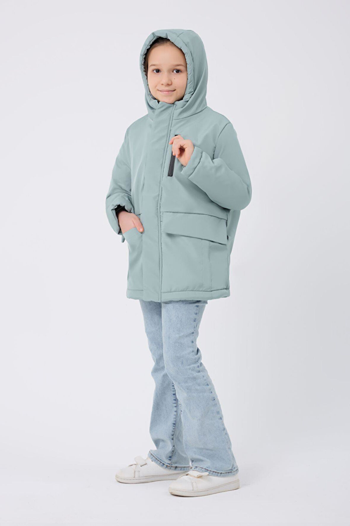 Spor Kız Çocuk Taba Kürklü Su Ve Rüzgar Geçirmez Kapüşonlu 3 Mont Parka