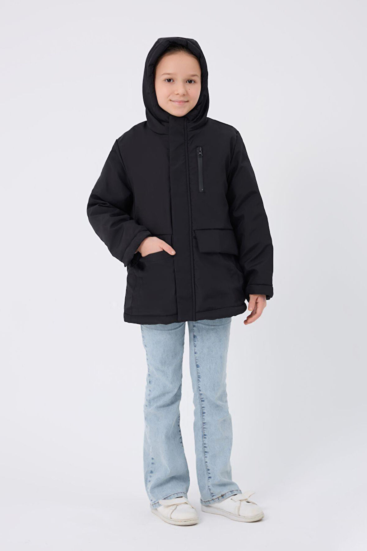 Spor Kız Çocuk Taba Kürklü Su Ve Rüzgar Geçirmez Kapüşonlu 3 Mont Parka