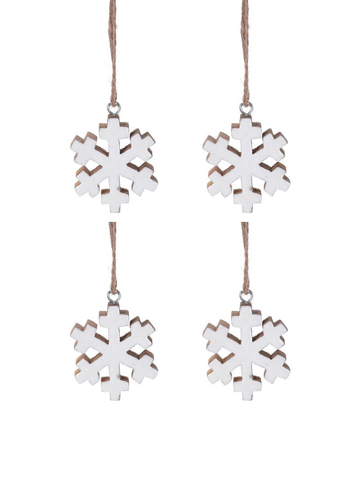 Beyaz Askılı Ahşap Kar Tanesi 6 cm