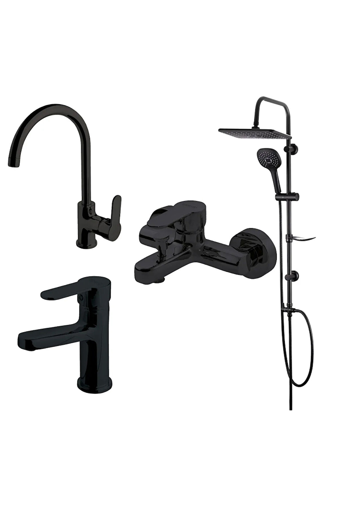 Domino Siyah Banyo,Lavabo,Evye Bataryası,Bold Duş Ünitesi 910530B-971531B-971521B-971511B