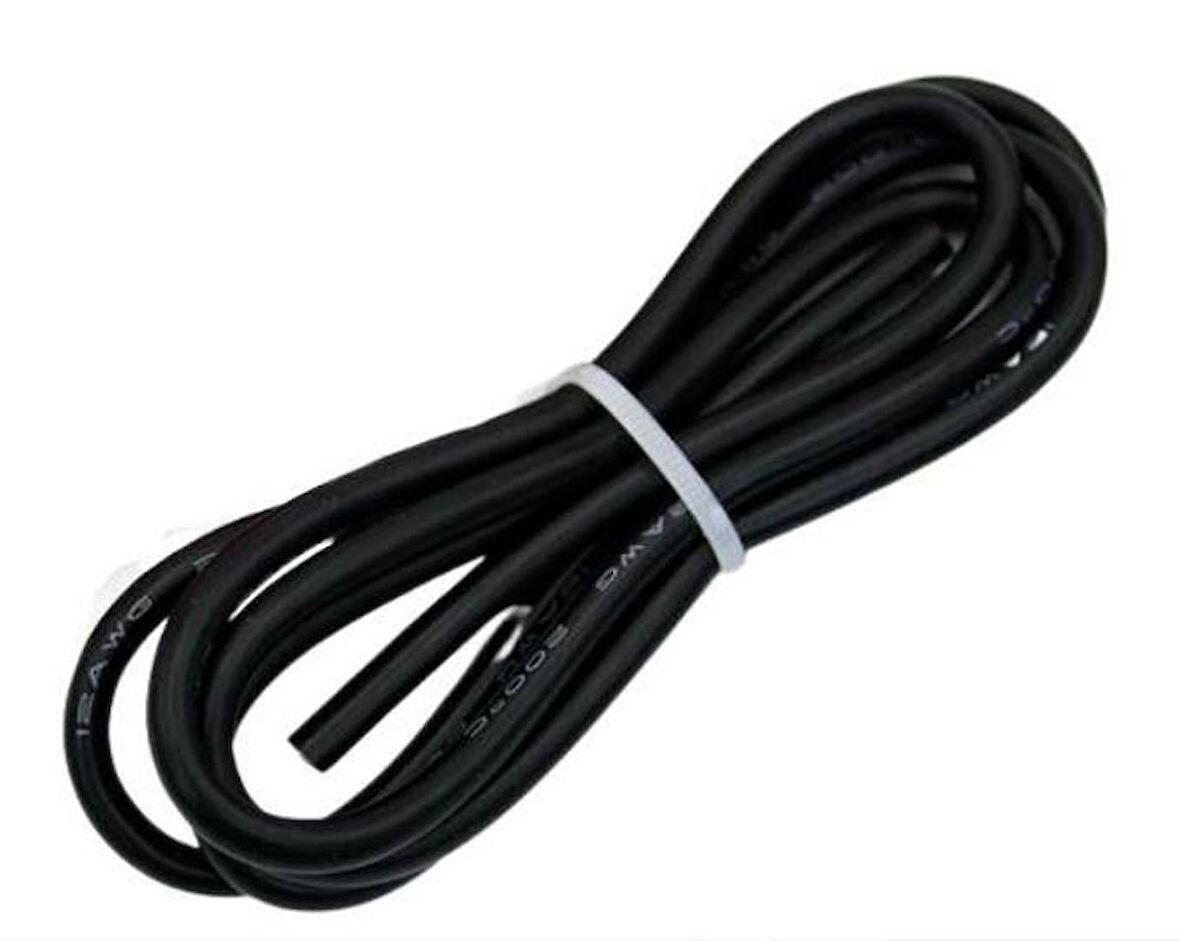 Silikon Kablo Siyah 8 AWG 1 Metre Prob Kablosu