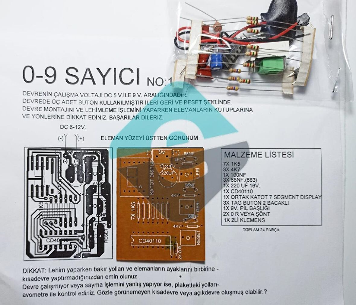 0-9 Sayıcı Devresi Demonte Kit Kendin Yap