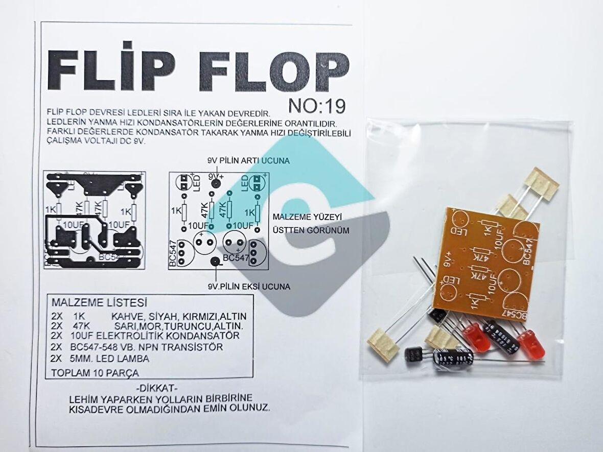 Flip Flop Devresi 2 Ledli Demonte Kit Kendin Yap