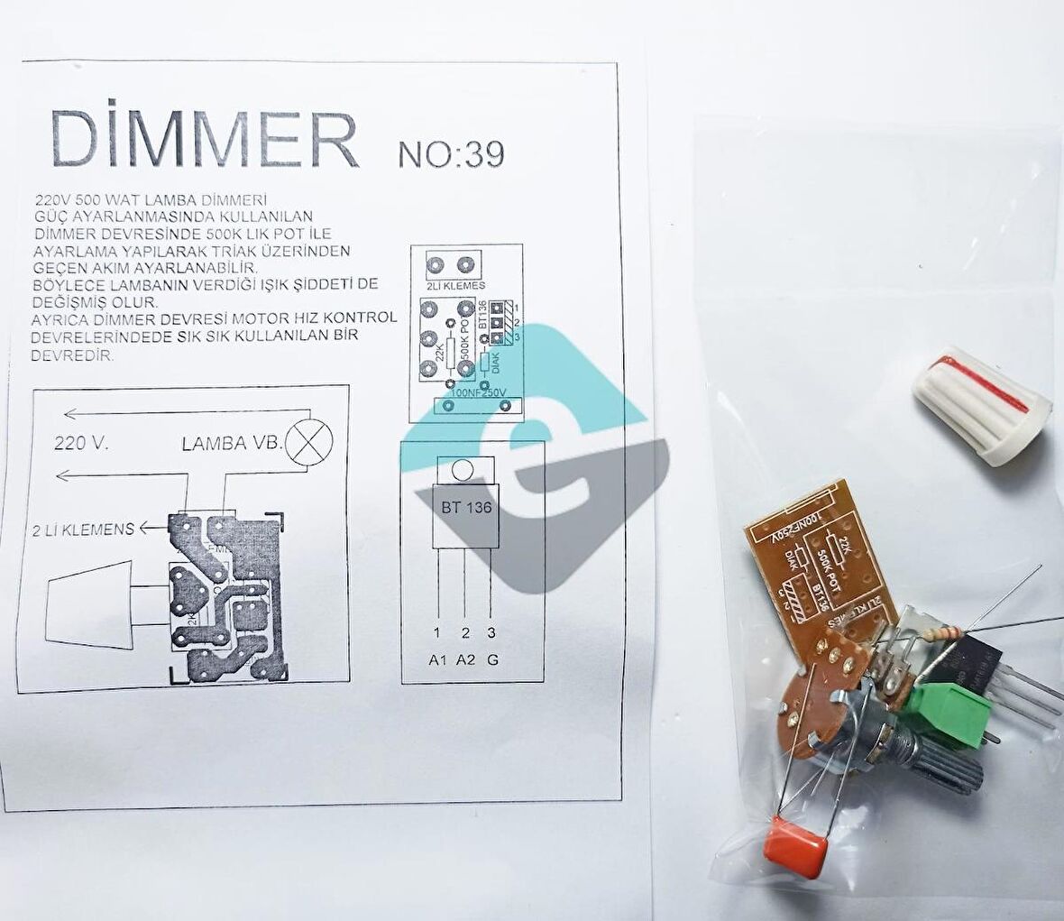 Dimmer Devresi Demonte Kit Kendin Yap