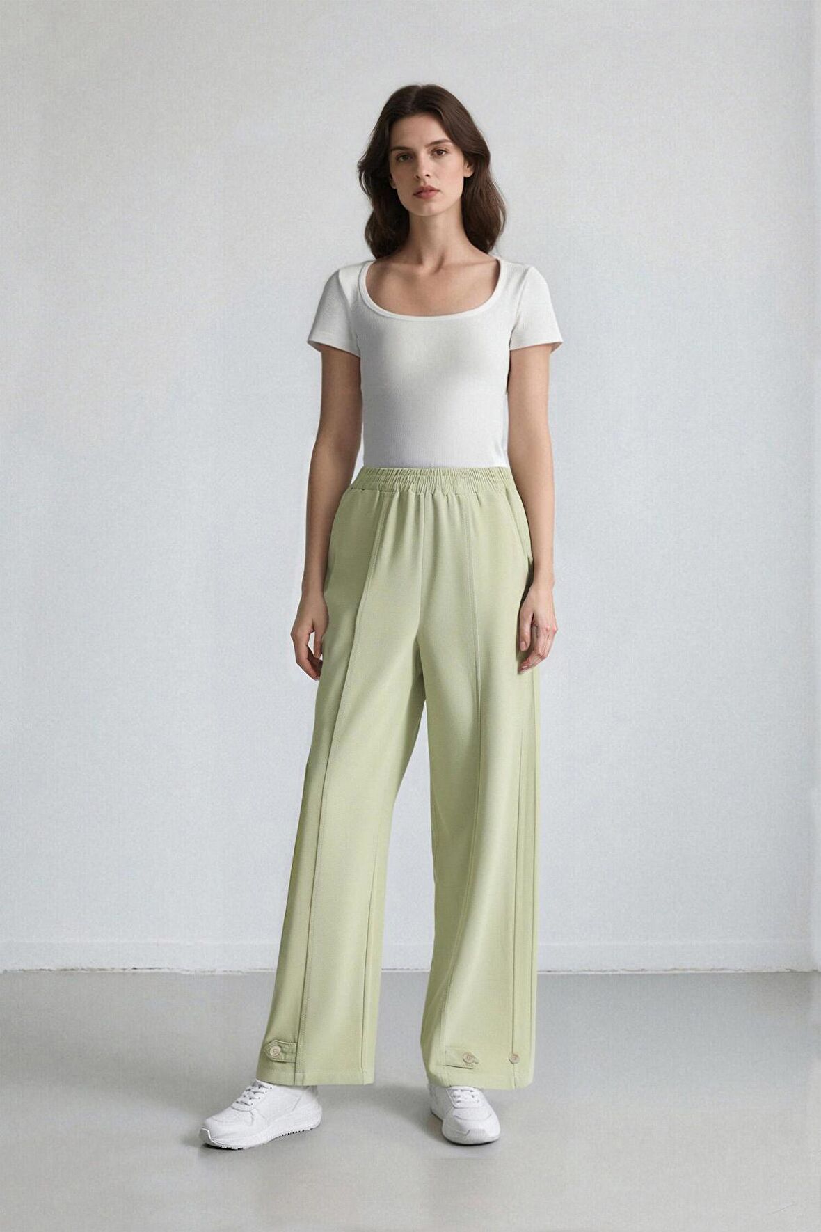 DeFacto Keten Karışımlı Basic Düz Harem Pantolon B7506AX24SPGN1156