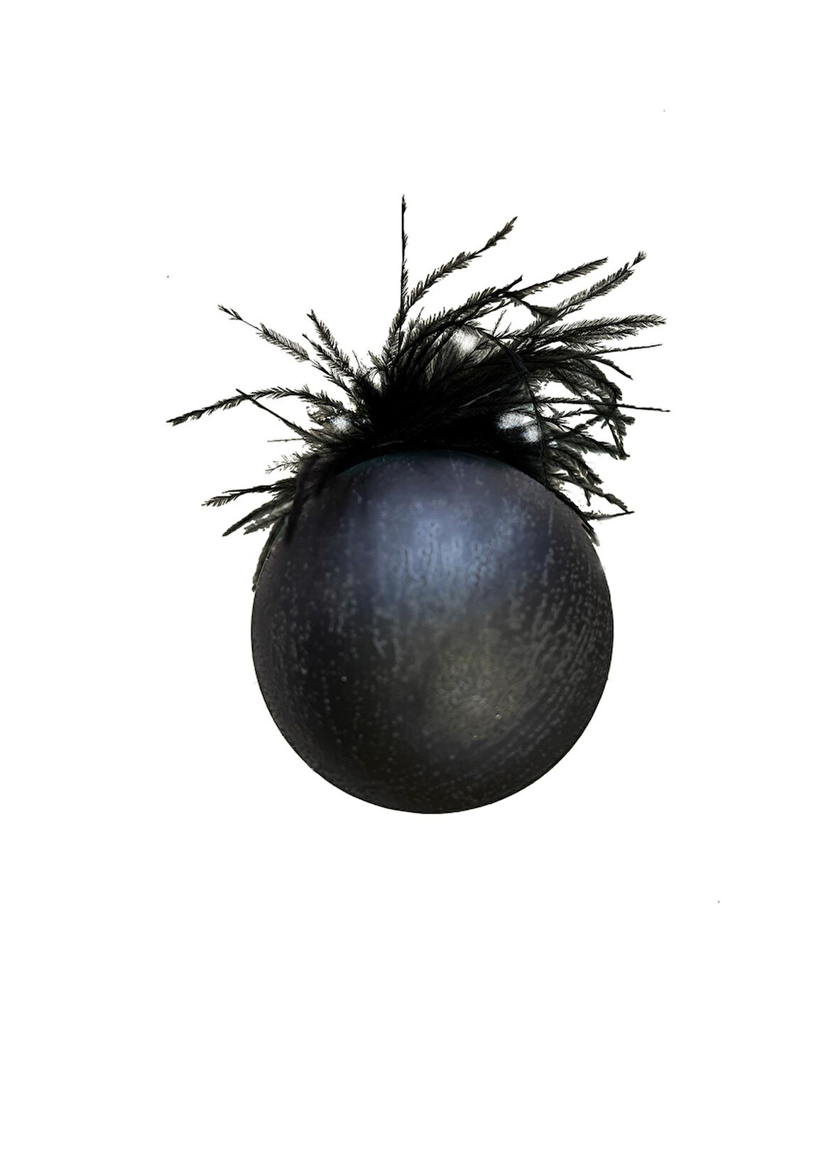 Yılbaşı Topu Tüylü Desenli Siyah 8cm