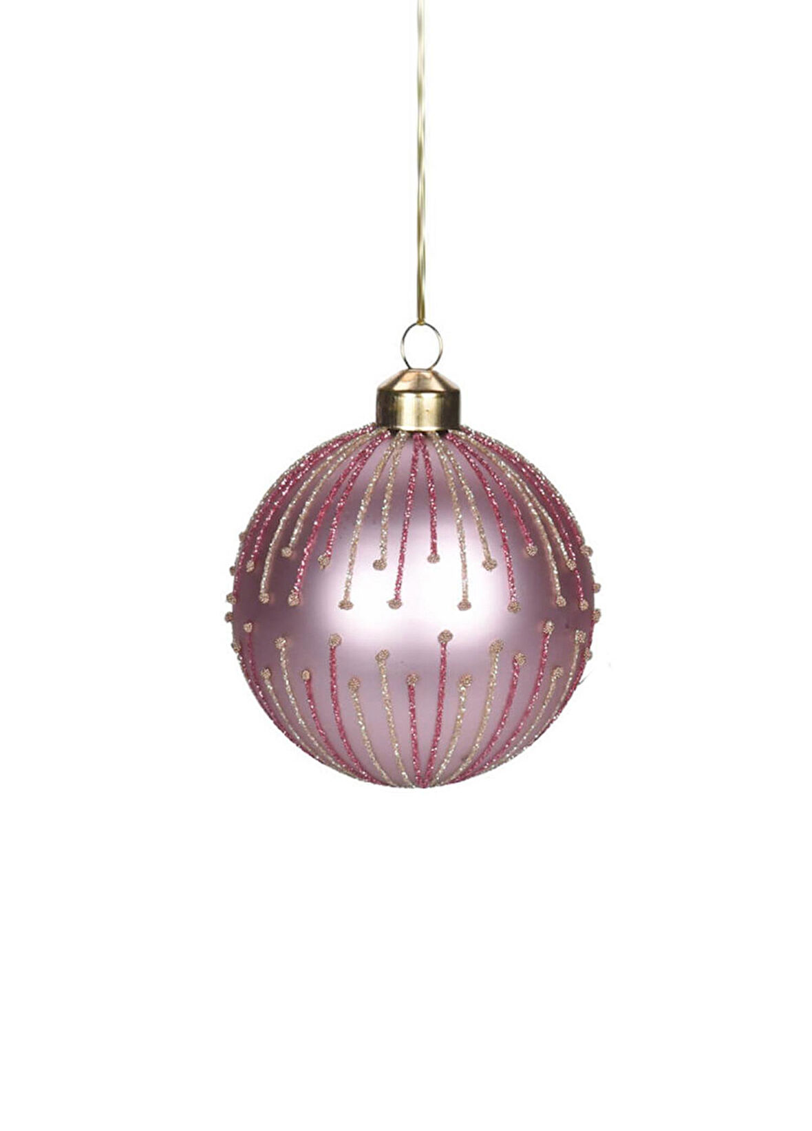 Çizgili Pembe Yılbaşı Süsü 8 cm