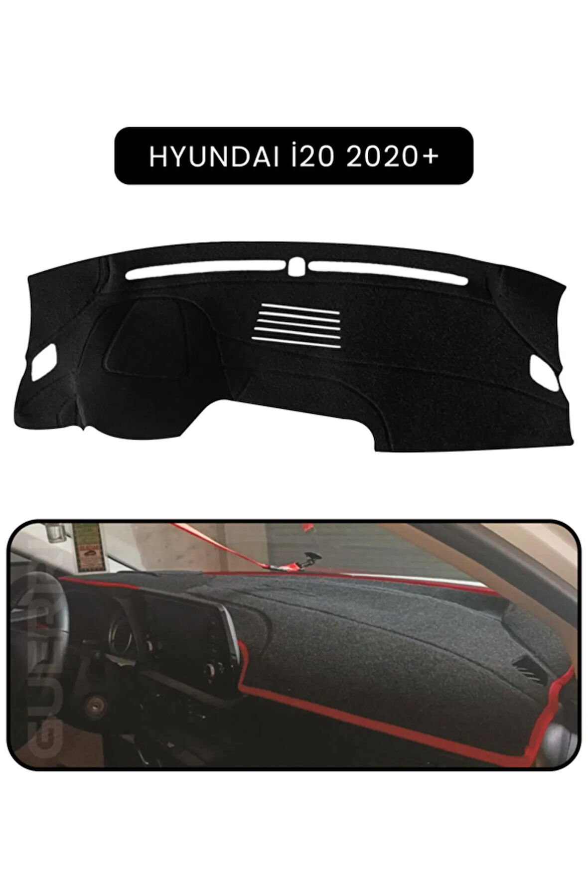 Hyundai İ20 2020+ Torpido Koruma  Halısı -  Siyah Kenar