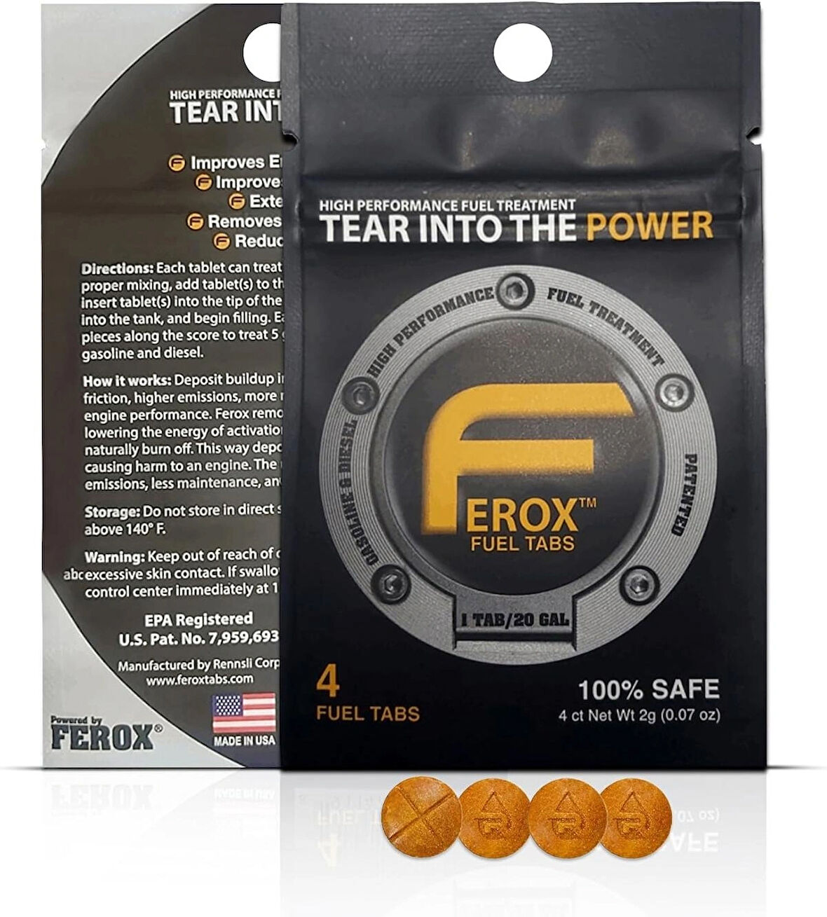 Ferox Fuel Tabs Aracınız için Yakıt Tasarruf Tableti - 1 Adet Tablet 75 Litre İçindir - 4 ADET TABLET