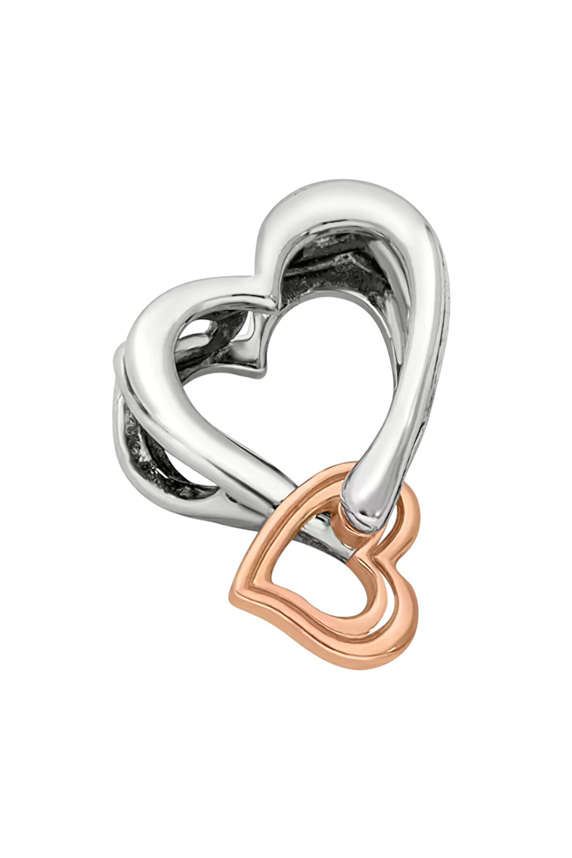 Aile Sevgisi İç İçe Kalpler Charm | 925 Ayar Gümüş