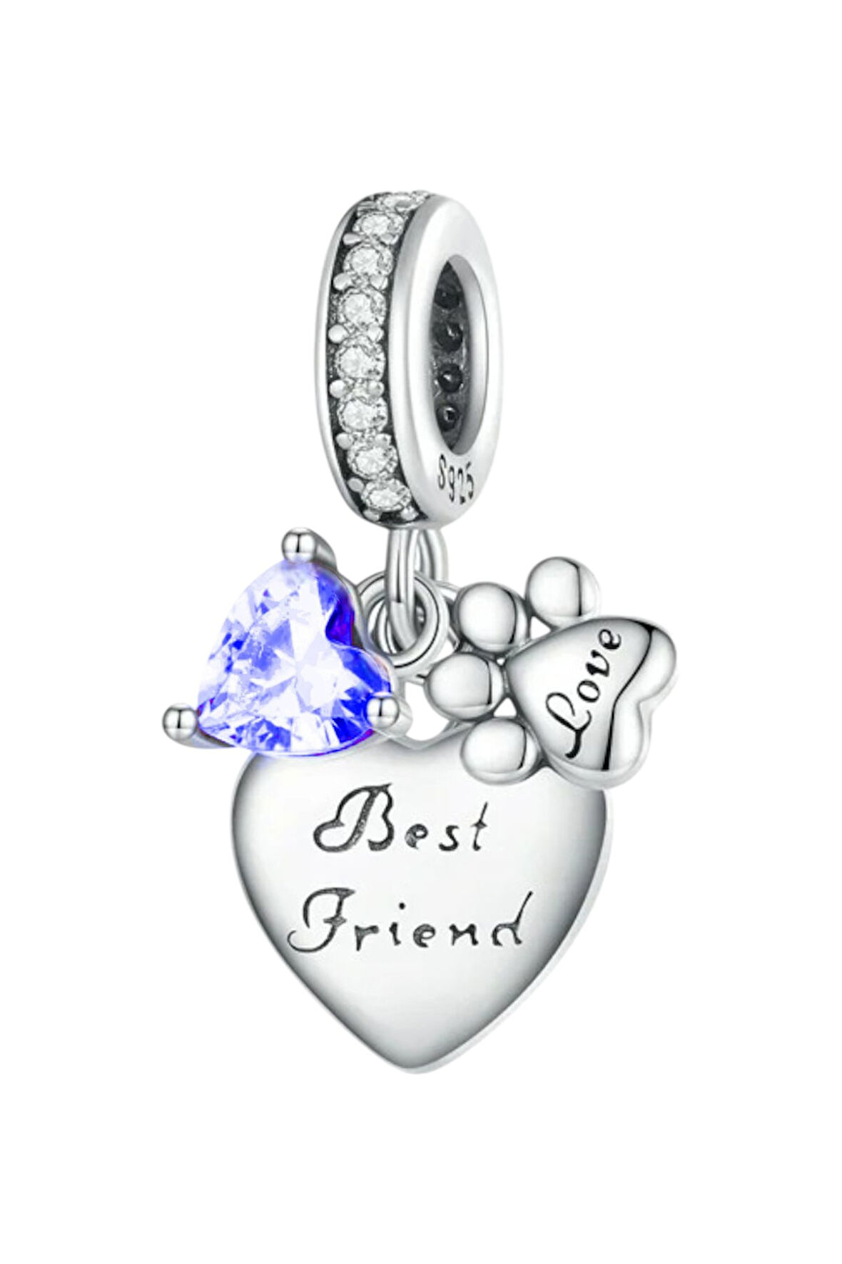 Mavi Patili Dost Charm | 925 Ayar Gümüş