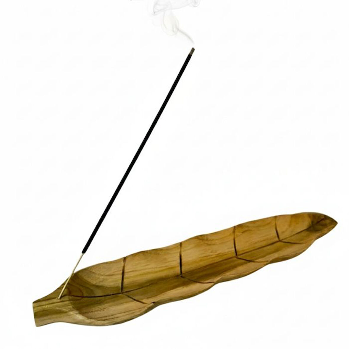 Uretti - Okay 5711 5052 El Yapımı Doğal Suar Ağacı Yaprak Model Ahşap Tütsülük - Tütsü Hediyeli