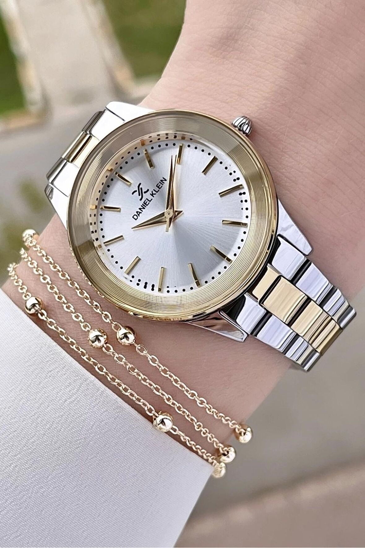 Daniel Klein DKISTE877 Gold Gümüş Renk Kadın Kol Saati ve Bileklik