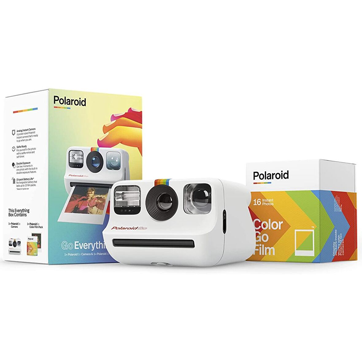 POLAROID EVERYTHING GO Beyaz Instant Fotoğraf Makinesi ve 16'lı Film Seti