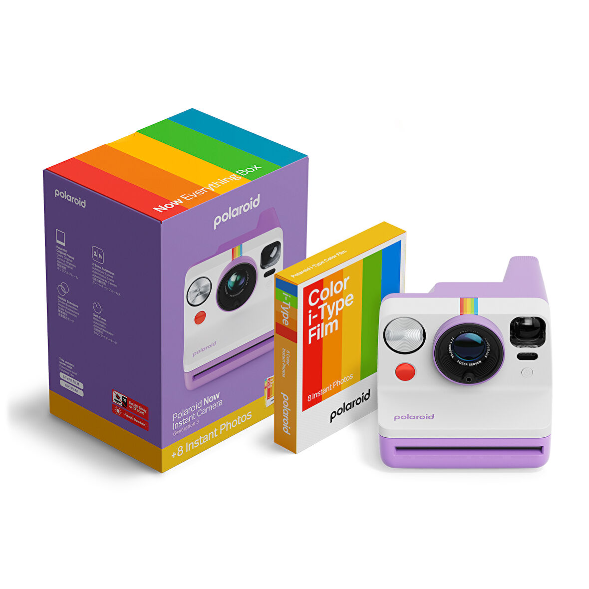 Polaroid Now Gen 3 Purple + Color Film Bundle (8 film) 