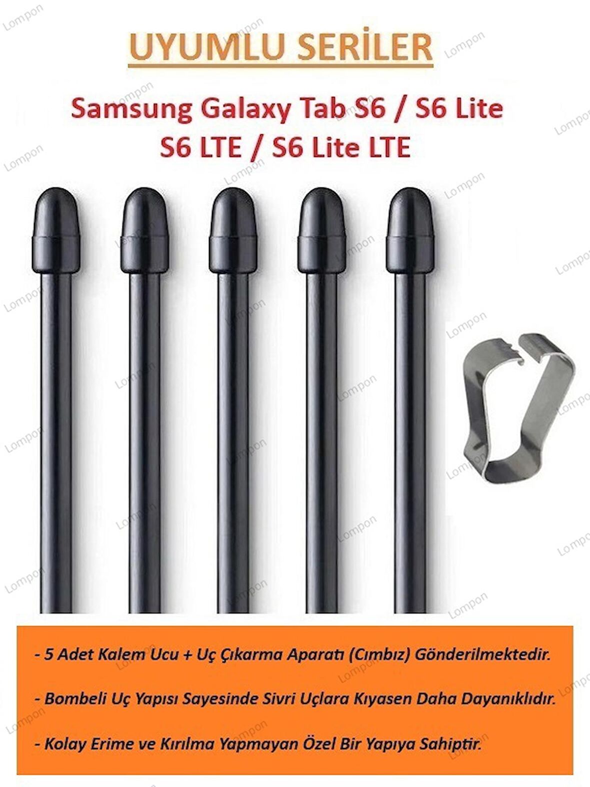 Samsung Galaxy Tab S6 / S6 Lite / S6 LTE / S6 Lite LTE Kalem Ucu (5 Adet)