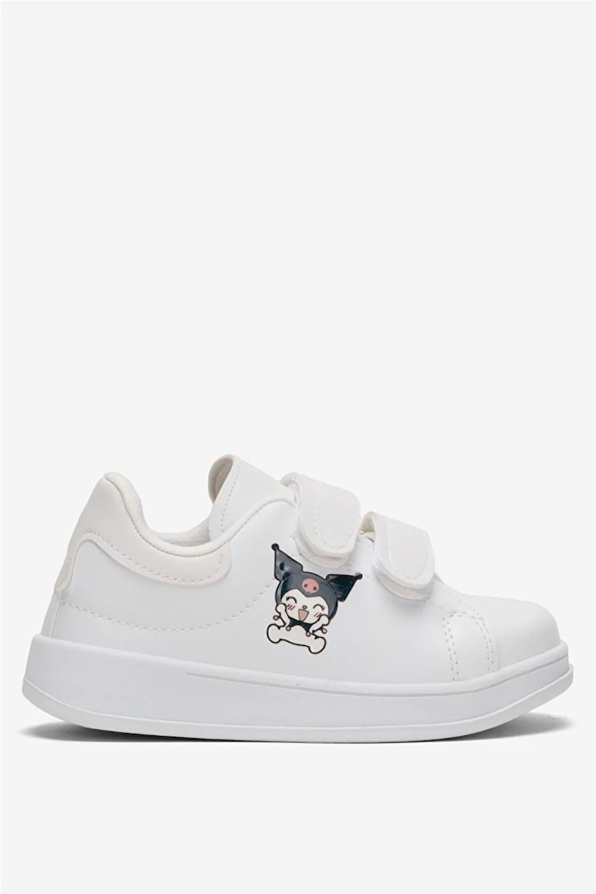 Çocuk Kuromi Baskılı Cırtlı Unisex Spor Ayakkabı BEYAZ