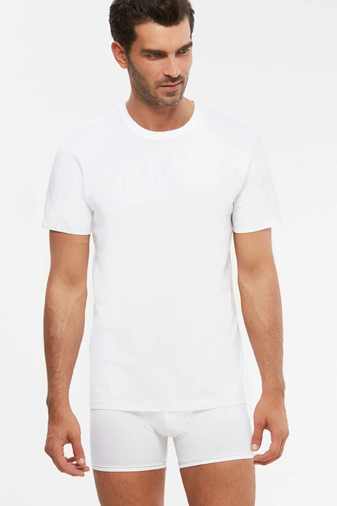 Erkek Penye Kısa Kol 0-yaka Atlet 6 Lı Beyaz S-2xl