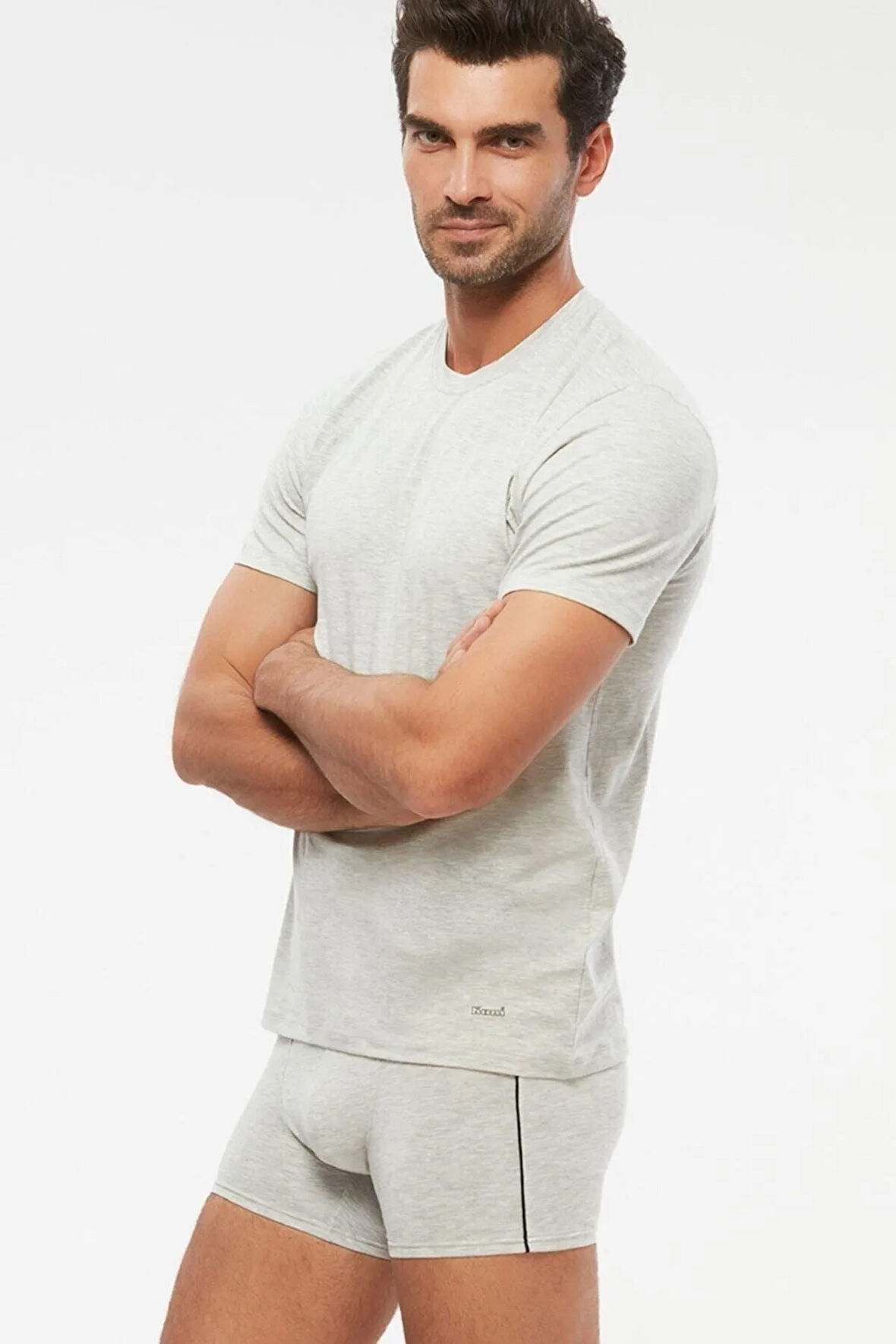 Erkek Penye Likra Compact Kısa Kol 0-yaka T-shirt 2 Li