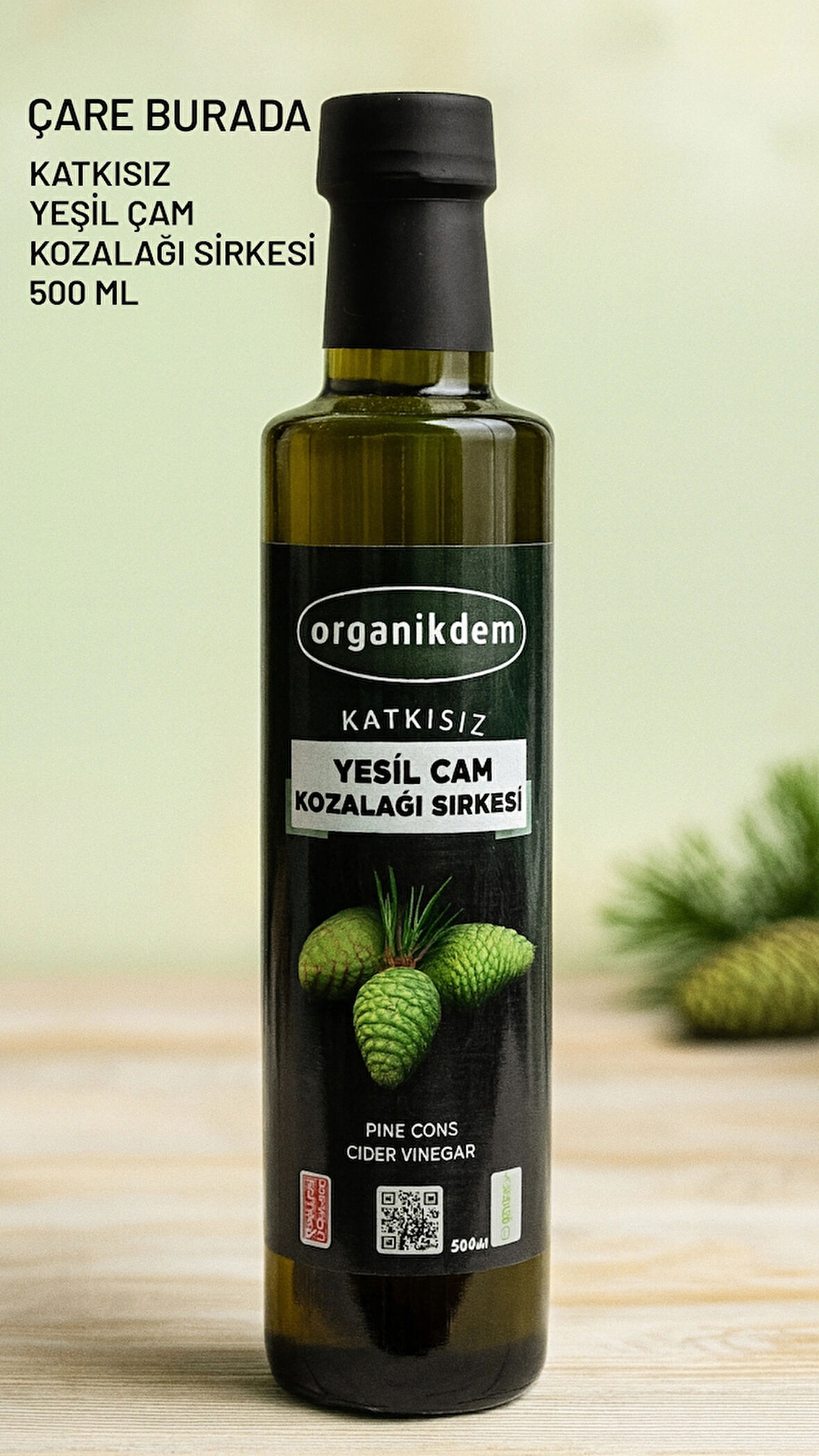 Katkısız Yeşil Kozalak Sirkesi 500 Ml
