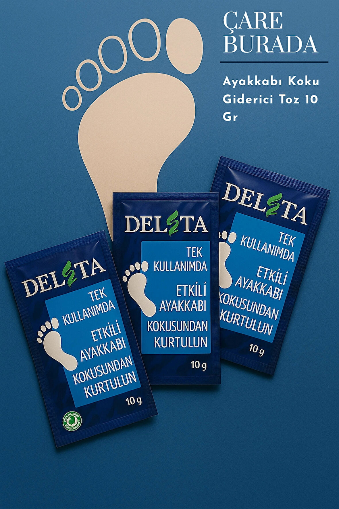 Delta - Ayakkabı Kokusu Giderici Toz 10 gr (× 3 Adet)