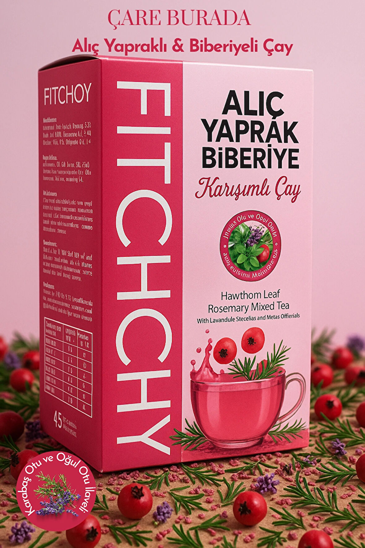 Fitchoy - Alıç Yaprağı & Biberiyeli Çay 90 Gr × 45 Adet (Oğul Otu ve Karabaş Otu İlaveli)