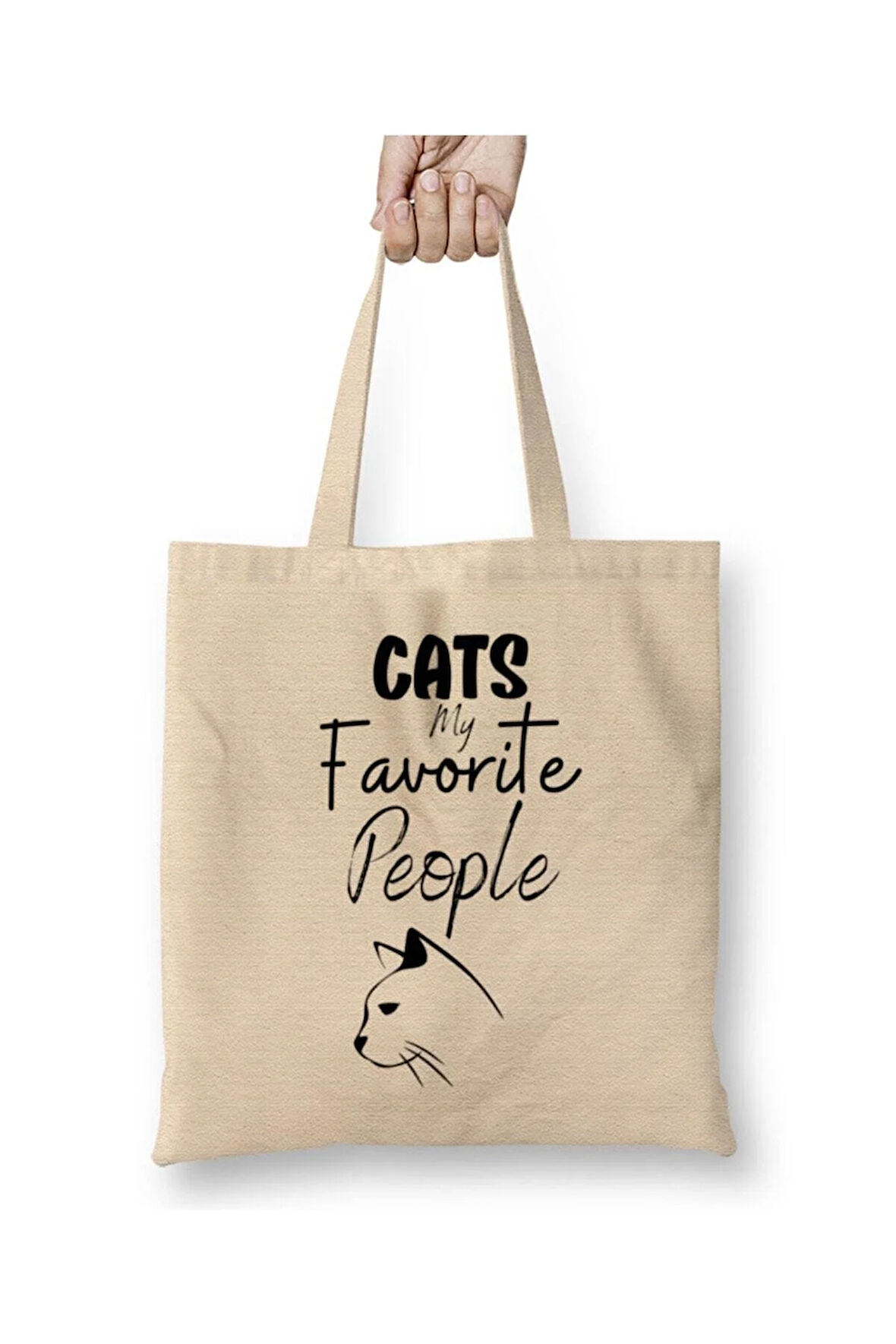 Cat Lover Gifts For Women Kedi Komik Beyaz Bez Çanta Uzun Saplı Alışveriş Çantası Plaj Çantası