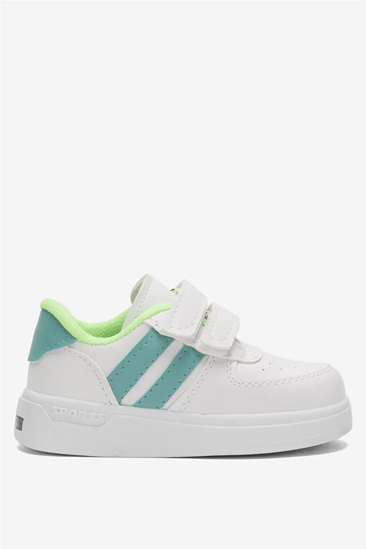 Işıklı Unisex Rahat Hafif Çocuk Spor Ayakkabı BEYAZ - YEŞİL