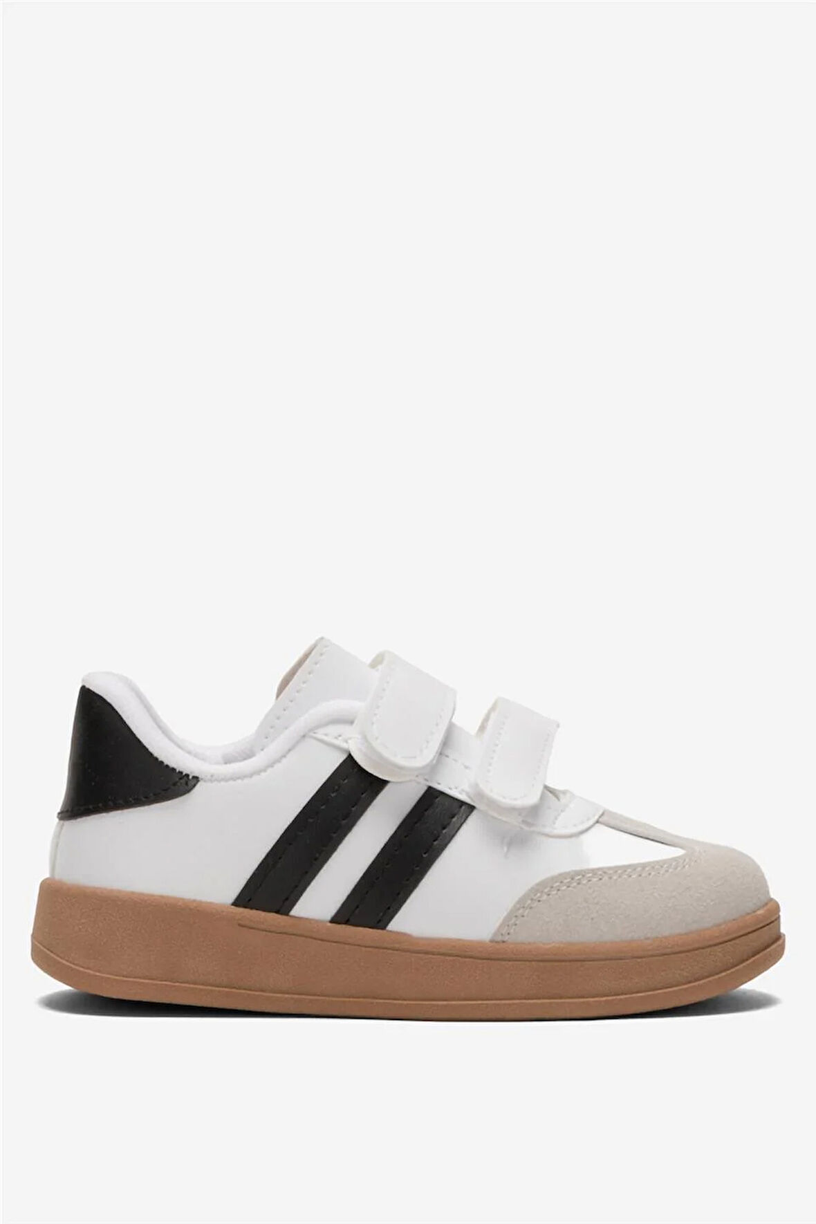 Unisex Cırtlı Rahat Hafif Çocuk Spor Ayakkabı BEYAZ - SİYAH