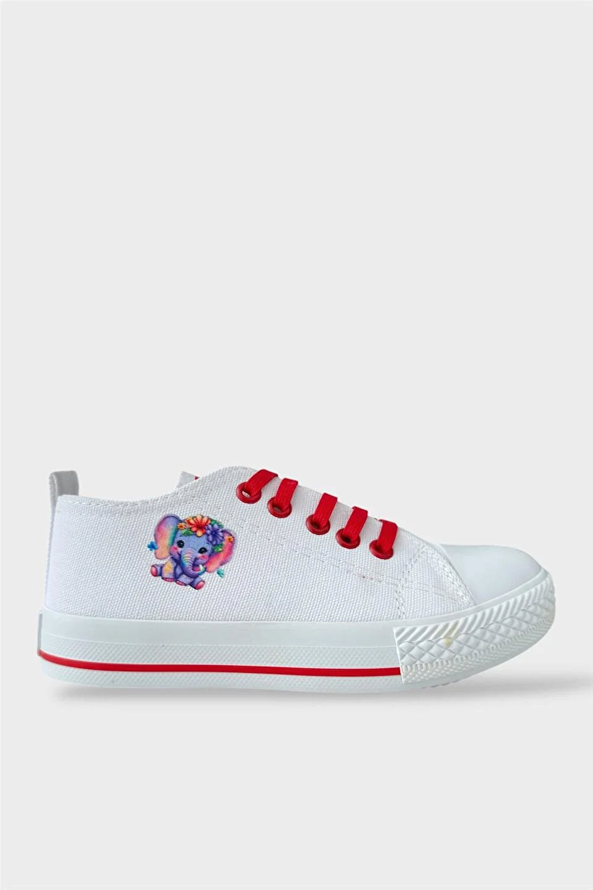 Akıllı Bağcık Günlük Keten Çocuk Spor Ayakkabı  BEYAZ - KIRMIZI