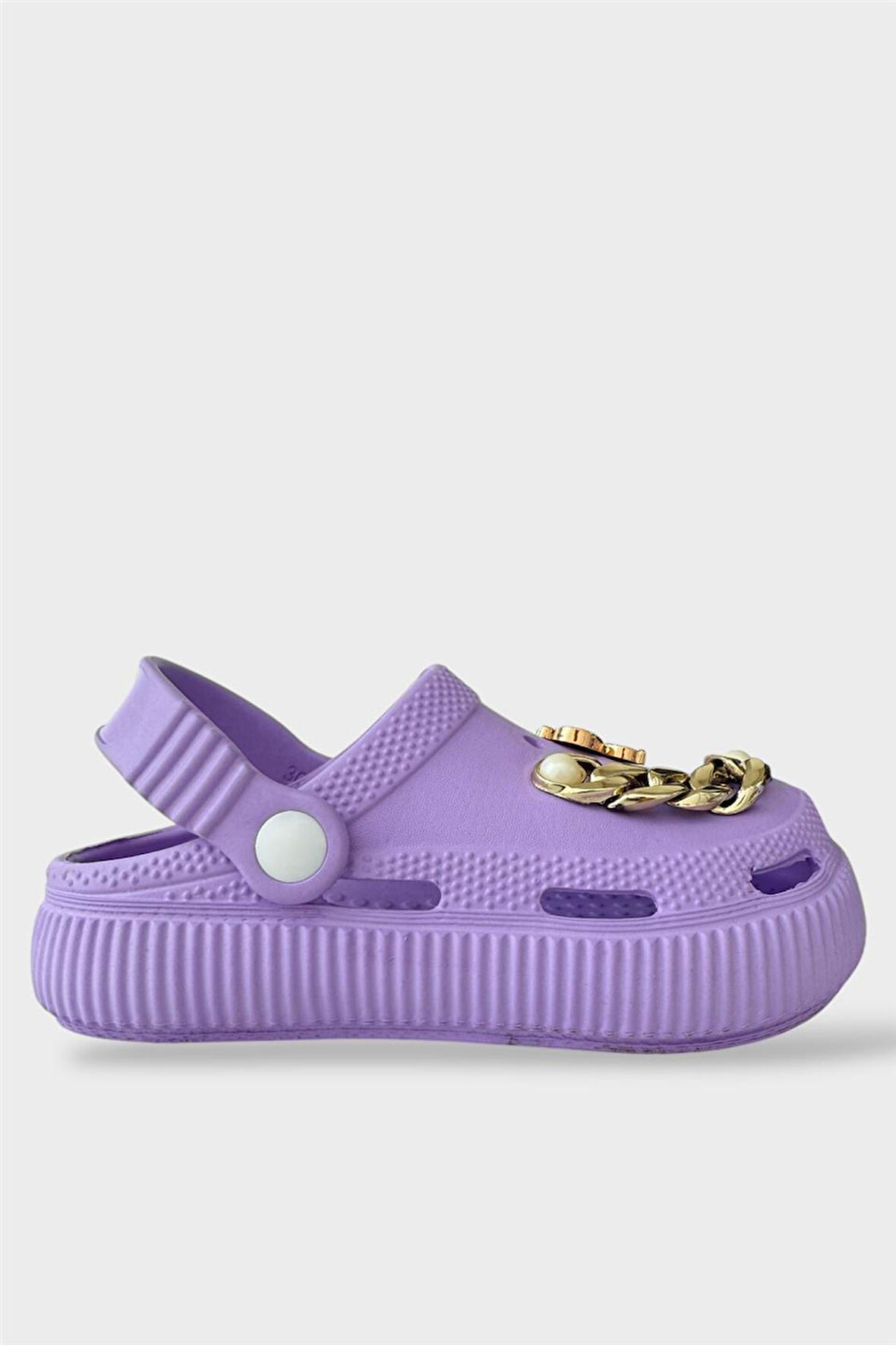 Çocuk Taşlı  Cross Terlik Bahçe Plaj Sahil Havuz Terliği Lila