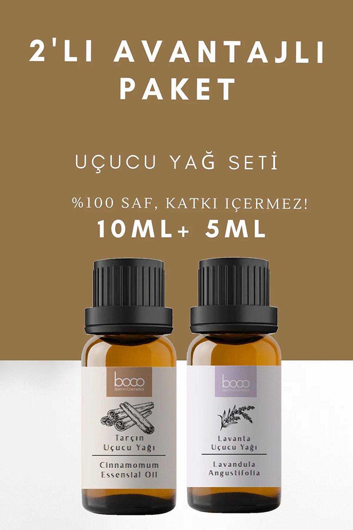 2'li Avantajlı Set Lavanta & Tarçın Saf Aromaterapi Uçucu Yağı 15 ml Nemlendirici Cilt Ve Saç Bakımı