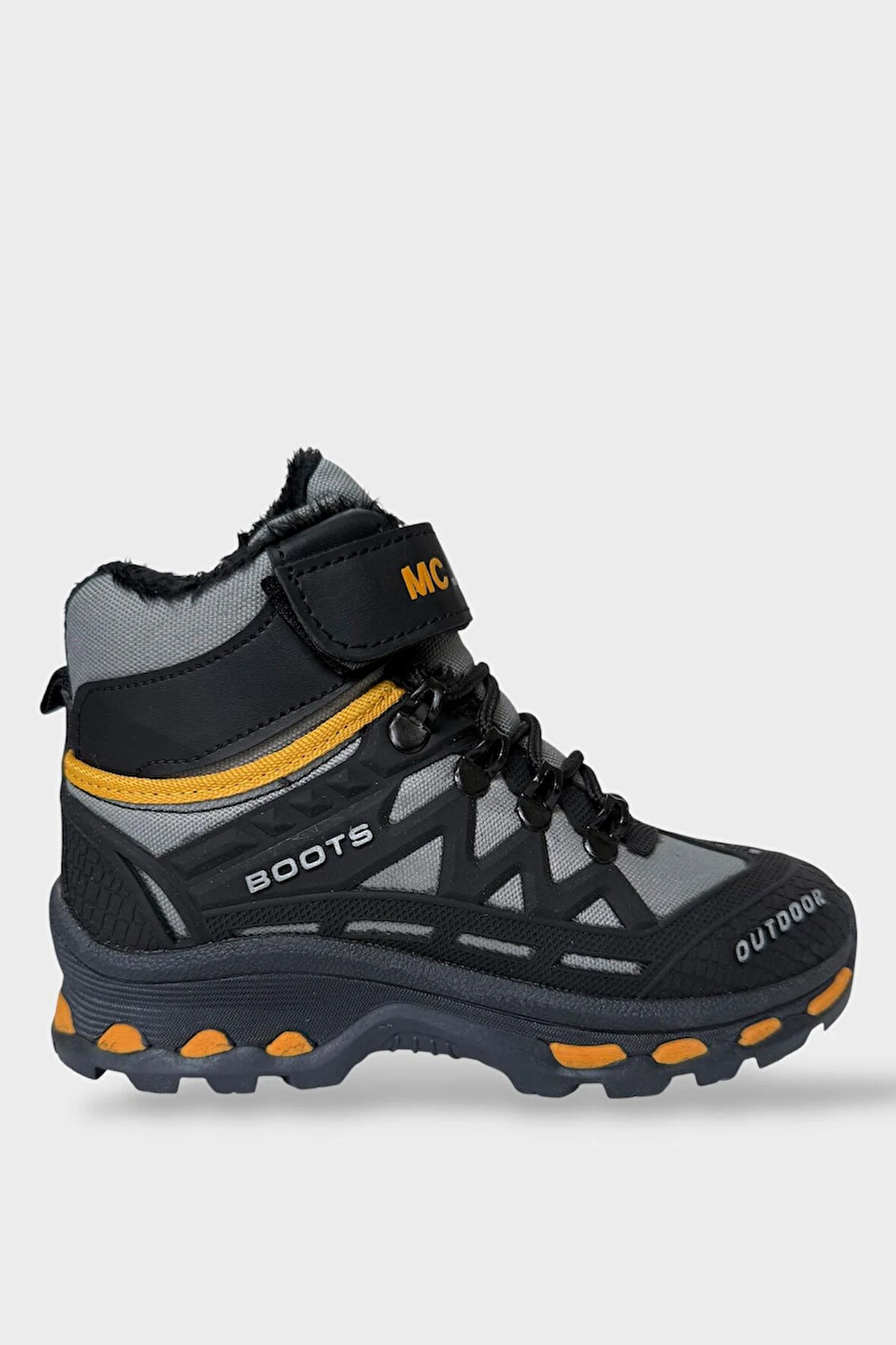 Çocuk İçi Kürklü Fermuarlı Outdoor Bot SİYAH - GRİ